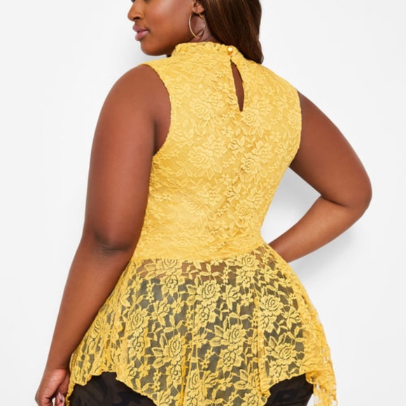 3X(22/24) PLUS SIZE NWT Sleeveless Lace Peplum Top - Picture 2 of 3